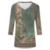 3/4 Sleeve Shirts For Women Cute Print Graphic Tees Blouses Casual Plus Size Basic Tops Pullover