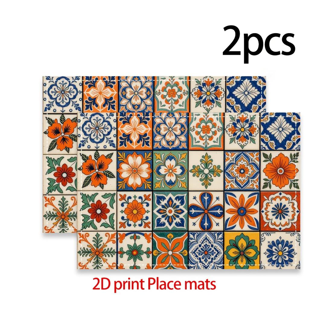 2/4/6 Pezzi Runner da Tavola Stile Boemo, Motivi Floreali Geometrici Multicolore, Adatti per Decorazione Tavola da Pranzo in Cucina, Decorazione Festa di Compleanno, Casa