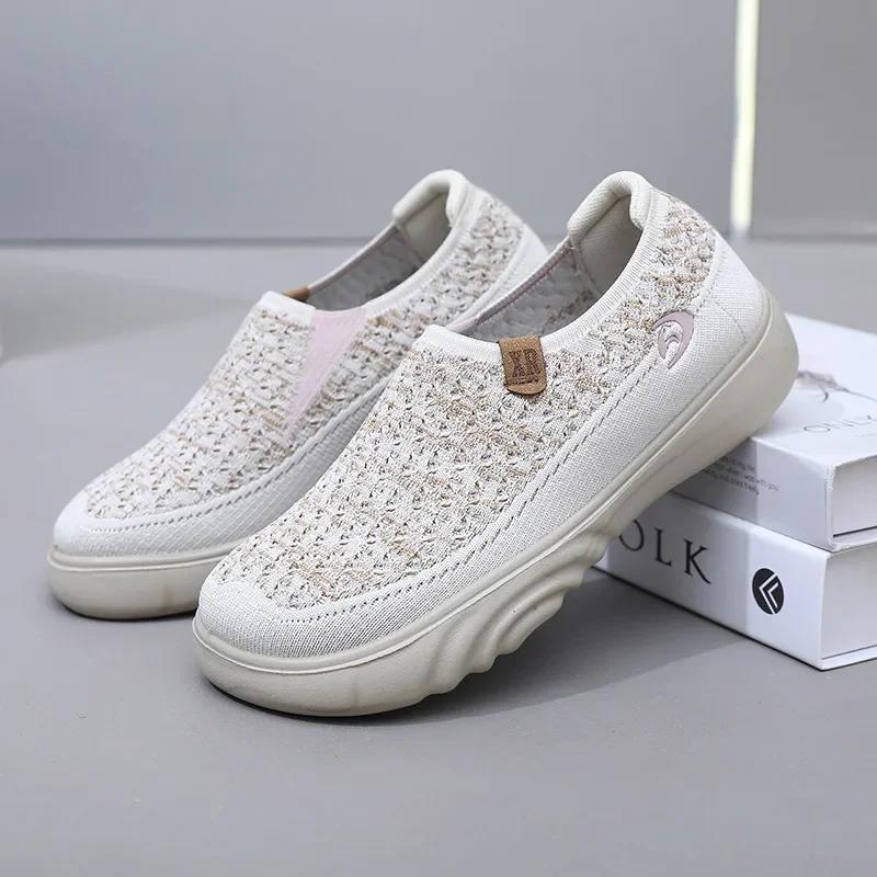Women's New Comfort Casual Shoes Non-slip Walking Fashion Soft Sole Breathable Hollow Out Flat Shoe for Women Zapatos Para Mujer