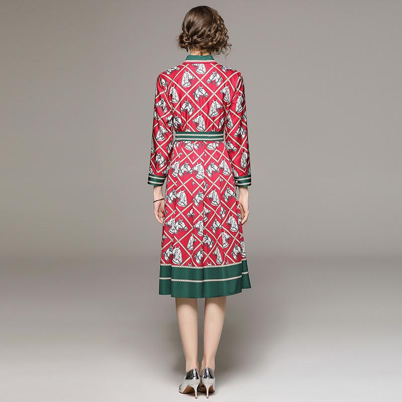 Brand Designer Casual Office Midi Shirt Dresses Women Clothes Runway Luxury  Long Sleeve Vintage Print Party Dress Buy cheaply on Joom