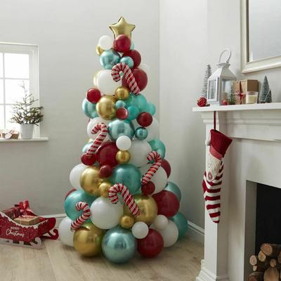 116Pcs Christmas Tree Novelty Candy Cane Balloon Decorations Balloon Arch Kit Christmas Decorations