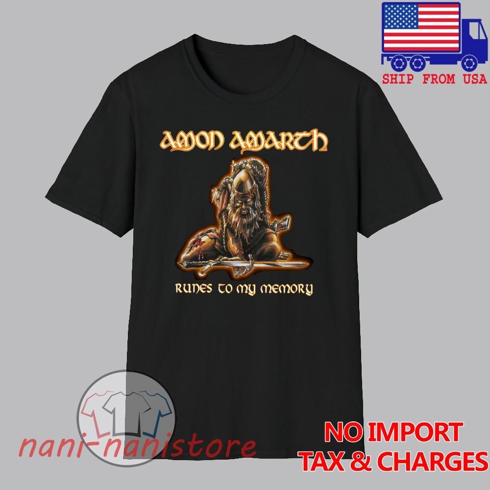 AMON AMARTH Runes To My Memory Men#039;s Black Size S5XL Unisex T-Shirt XXXXL