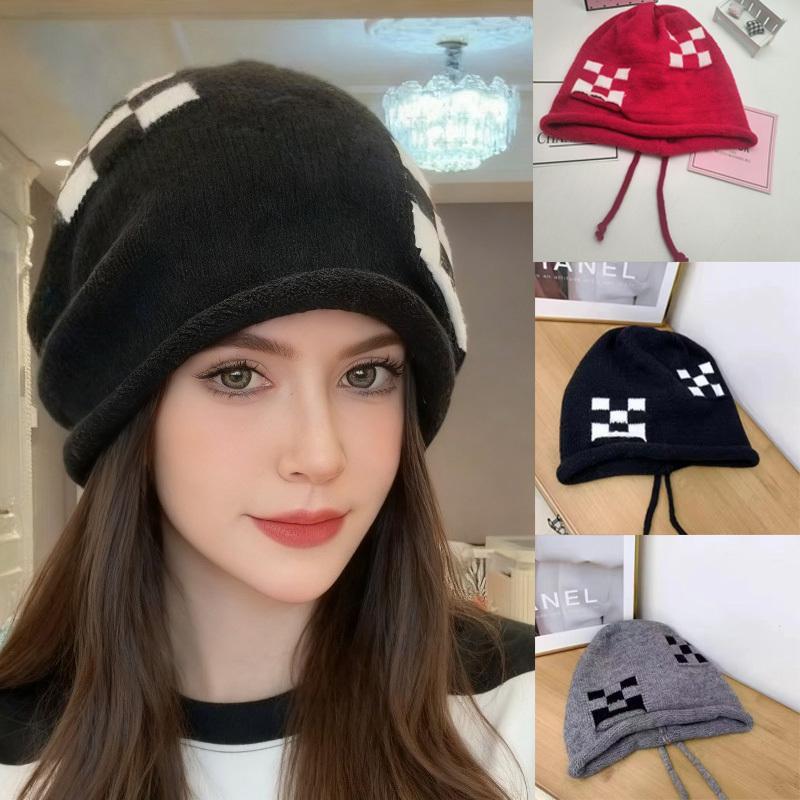 Fashion Keep Warm Drawstring Knitted Hat Warm Pullover Cap Cold Proof Ear Protection Hat Autumn Winter Cold Weather