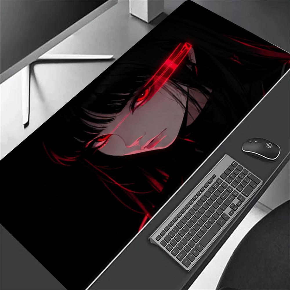 Dunkler Gothic-Stil Rote Augen Mädchen Mauspads Schreibtischmatte Schreibtisch-Interieur Mauspads Gamer Spielmatte Gaming-Raum Dekoration Großes Mauspads