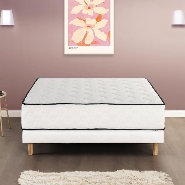 Mattress + Box Spring Set 140 X 190 Cm - Springs - 7 Zones - 27 Cm - Balanced - DEKO DREAM Relaxation