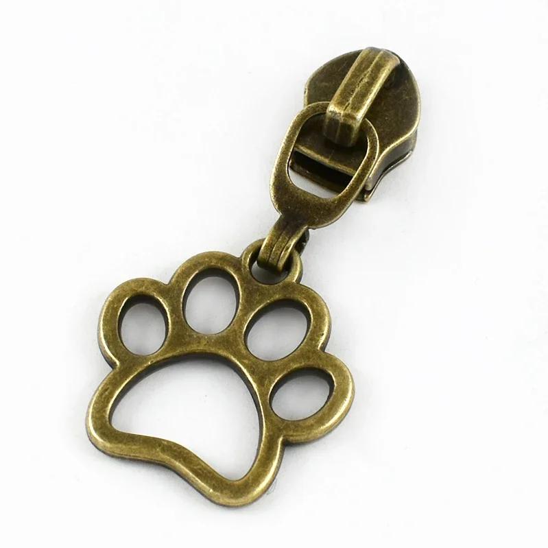 Meetee 5-20 Szt. 5# Suwak do Zamka Błyskawicznego na Zamki Nylonowe Stop Cynku Główka Zamka Dekoracja Brązowy Ciągnik Zamka Błyskawicznego Akcesoria do Szycia Kurtki Płaszcza