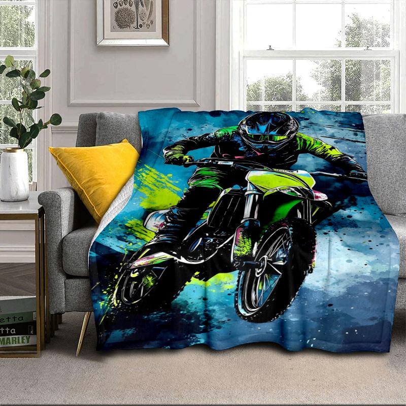 Motocross Rider In Action Blanket Flannel Blanket for Bed, Sofa, Camping, Hiking, Picnic Essentials, Gift for Family Fan Gifts