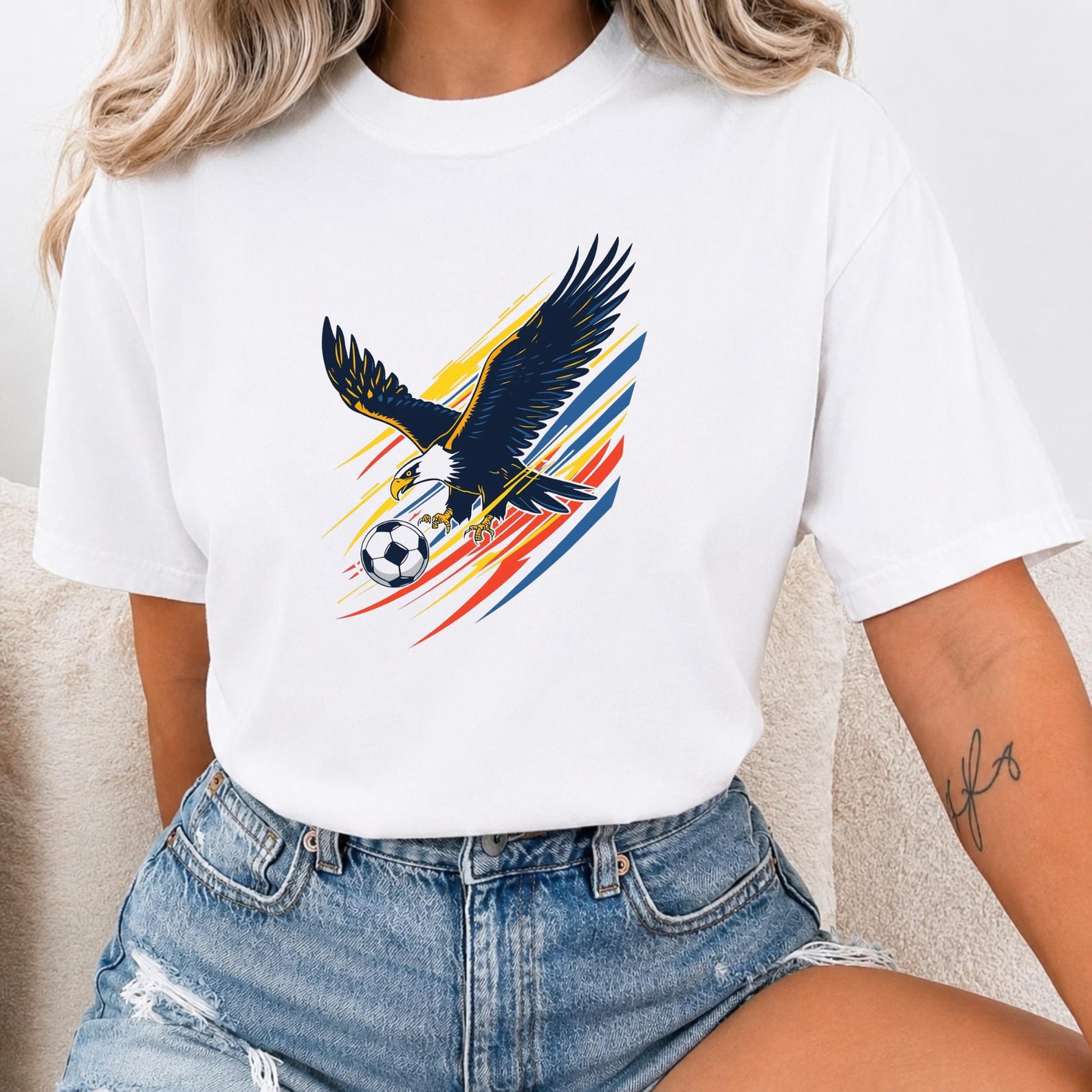 Colombia Soccer T-Shirt | Andean Condor Football Tee | Colombia National Colors Shirt | Colombian Soccer Fan Gift M