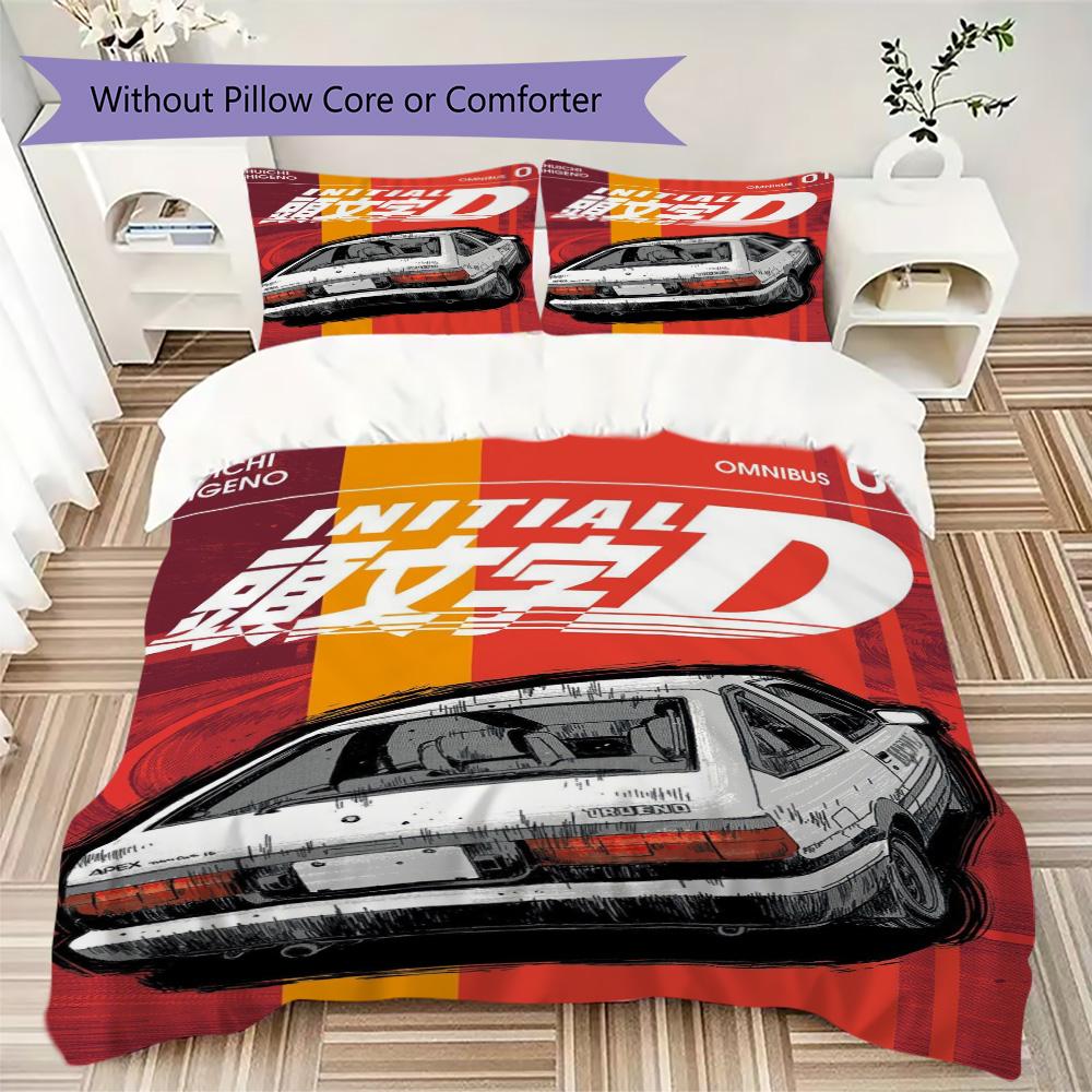 Initial D Pattern Bedding,Quilt Set Quilt Cover Pillowcase Home Birthday Gift (1*duvet cover+2*pillowcase,without core)SSJT0917215