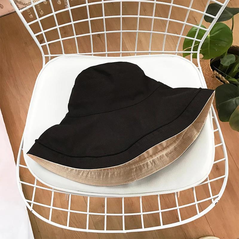 

Двусторонняя складная хлопковая шляпа от солнца для женщин, летняя панама с широкими полями, защита от ультрафиолета, пляжная шляпа, женская уличная корейская морская шляпа для девочек