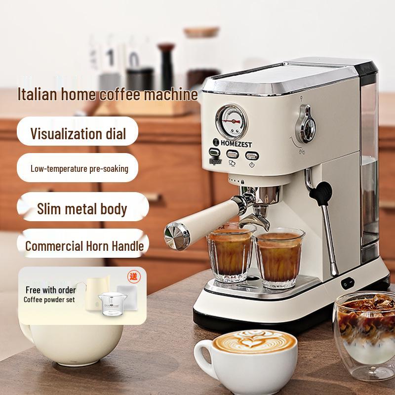 Italian Stainless Steel Semi-Automatic Espresso Machine with High-Pressure Extraction and Integrated Milk Frother