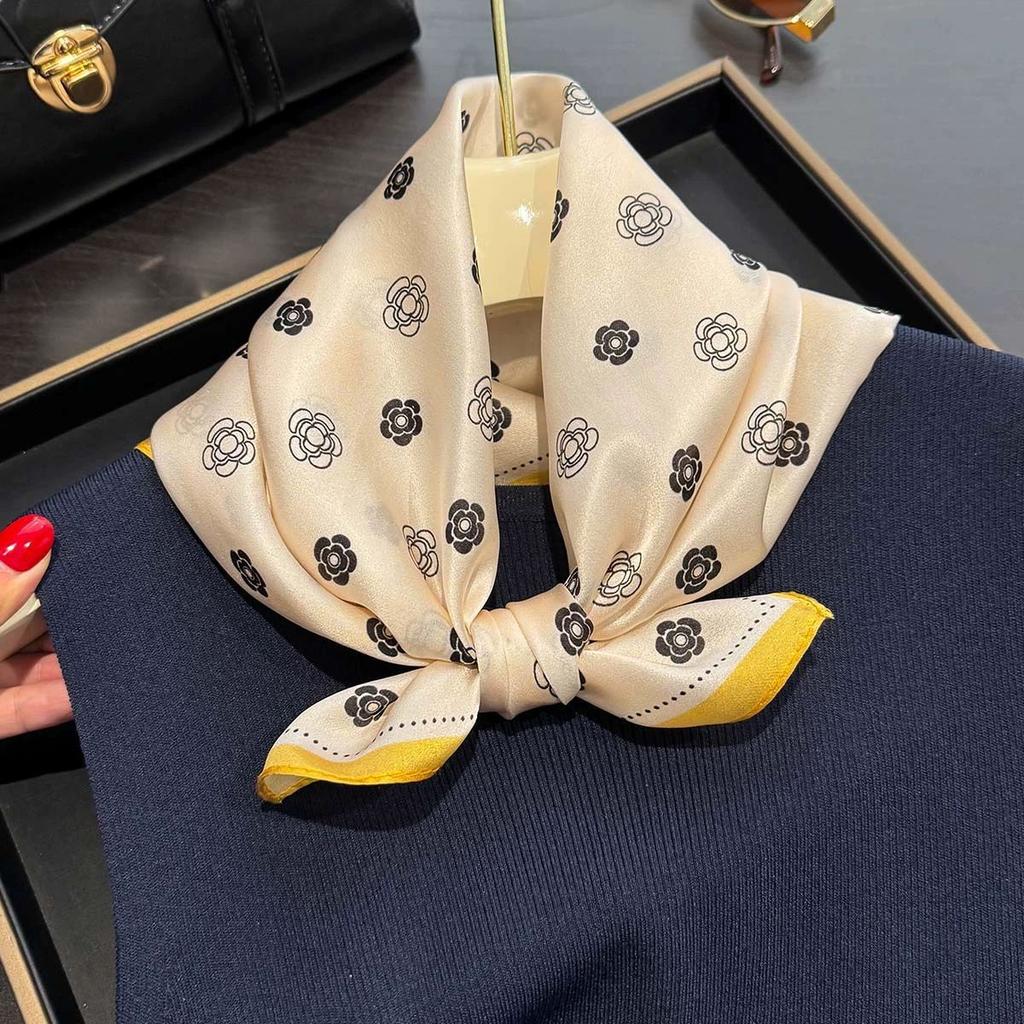 Fashion 100% Real Pure Silk Headscarf Square Scarf For Women Shawl Foulard Hijab Neckerchief Bandana Print Bufanda Echarpe