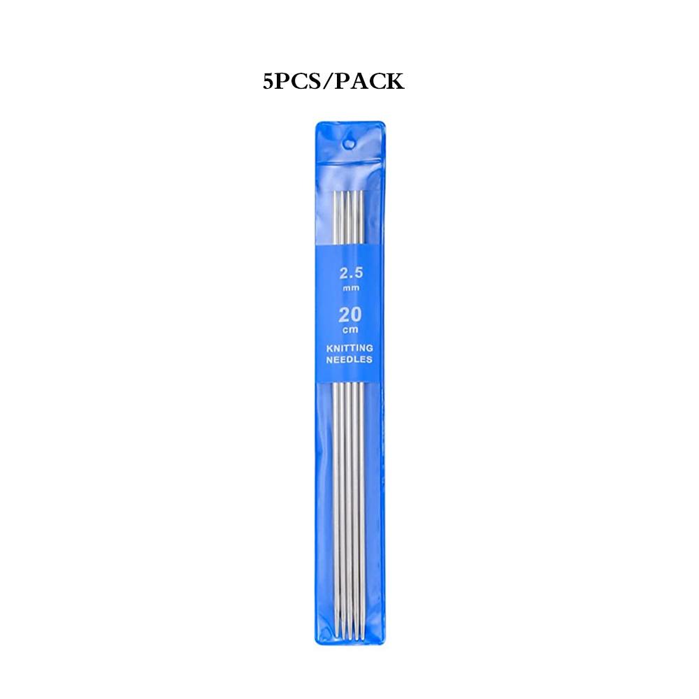 Set di Ferri da Maglia a Maglia Doppia in Acciaio Inossidabile da 20 cm, 5-35 Pezzi, 2-5 MM, per Progetti di Lavoro a Maglia di Maglioni