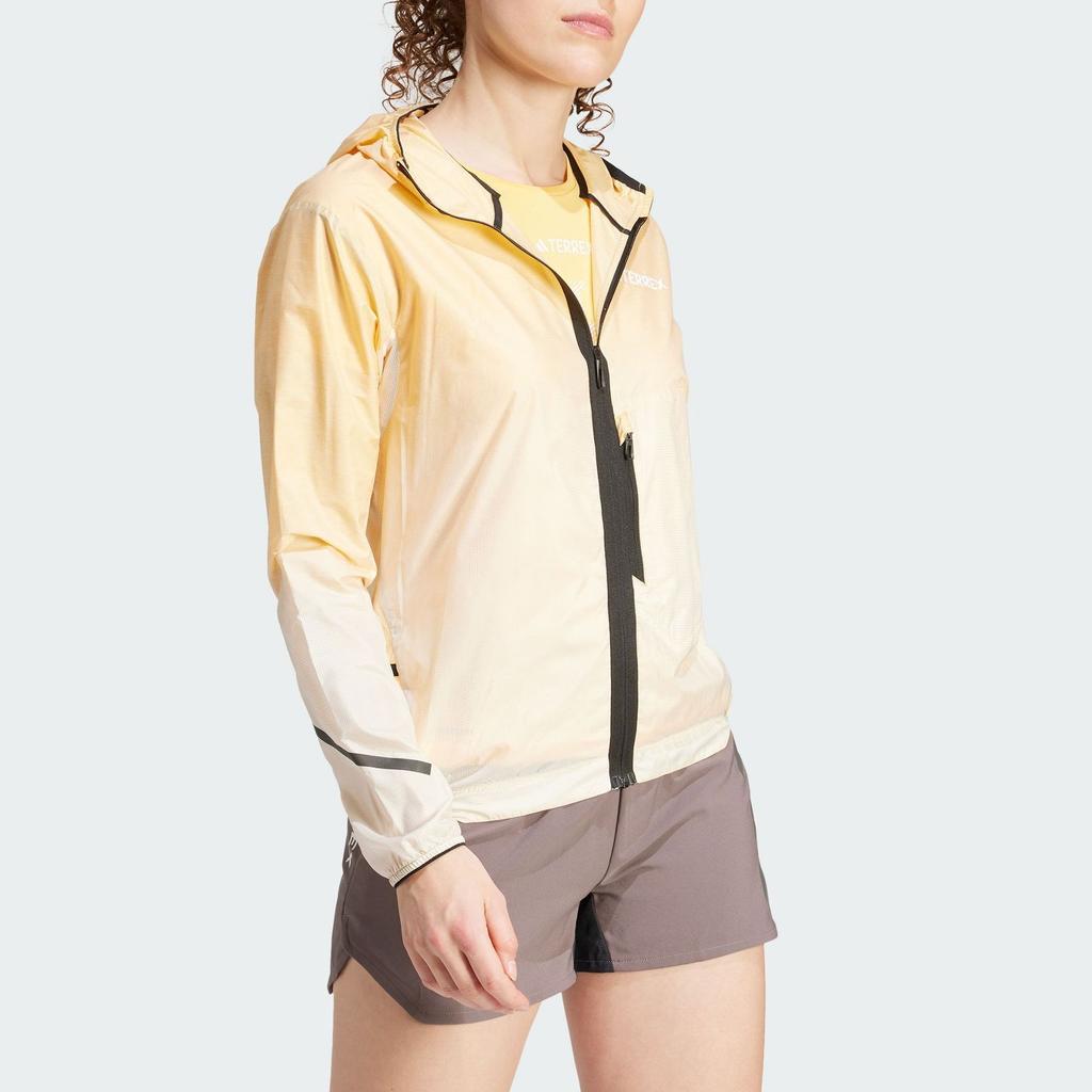Adidas SS24 Terrex Series Outdoor Sports Hooded Zipper Slim Jacket Women Jacket Yellow IN2908