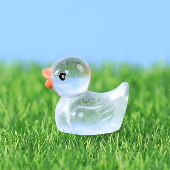 10Pcs Fluorescent Statues Creative Shape Vibrant Color Adorable Appearance Hand-crafted Luminous Tiny Duck Statues Miniature Animal Figures Supplies
