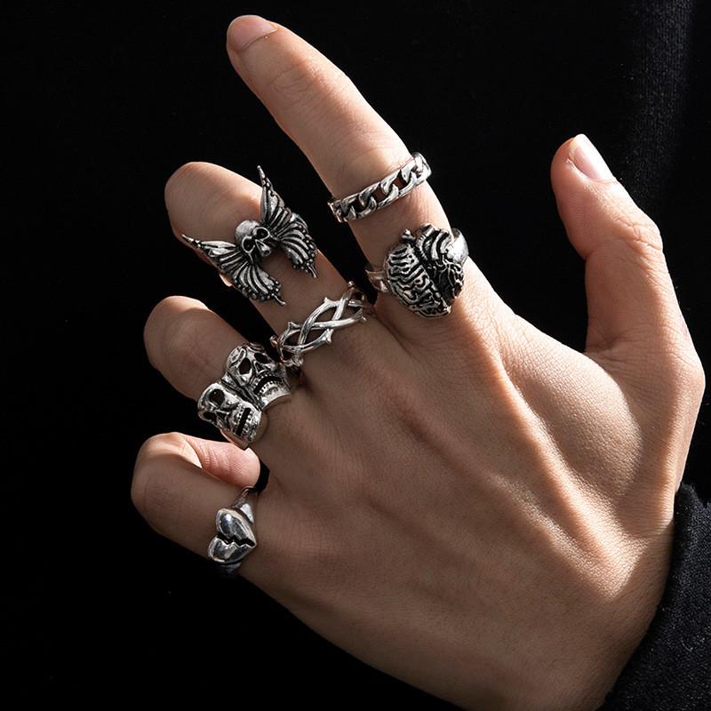 Stainless steel Punk Poker Joker Silver Color Rings for Men Goth Skeleton Billiards Set Couple Emo Jewelry Anillos Hombre
