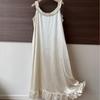 [Pearl Shine] 11 spring/autumn style acetic acid faux nightgown for women, pearl white princess-style spaghetti strap nightdress, suitable 