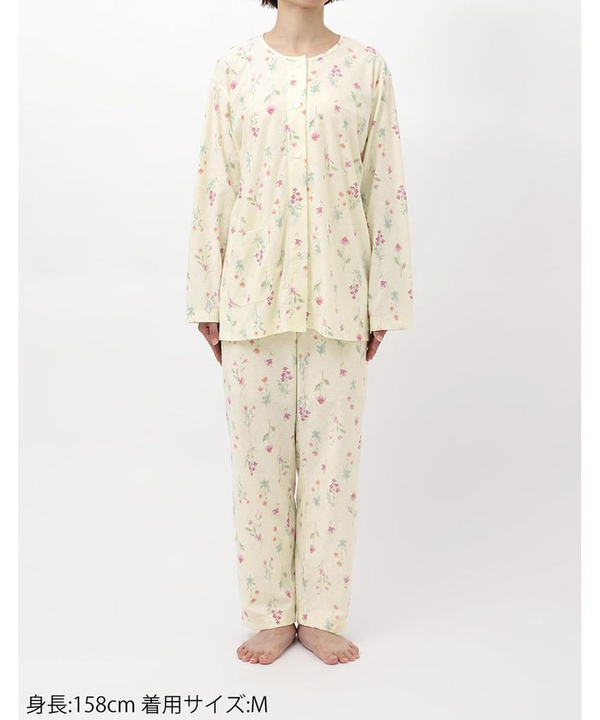 long long cotton blend jacquard jersey CR [Wing/Wacoal] Pajamas, sleeves, pants, (main body), material, EP8073, women's,