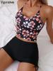 Vigoashely 2024 Sexy Black Strapped Bikini Set High Waist Push UP Swimsuit Women Backless Swimwear Biquinis Summer Bathing Suit