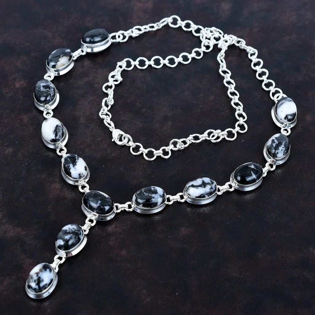 White buffalo turquoise necklace natural gemstone jewelry 925 sterling silver necklace adjustable chain necklace handmade necklace for gifts