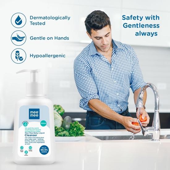 Mee Mee Anti-Bacterial Baby Liquid Cleanser (300 Ml - Bottle), Transparent (MM-1300 300ML)