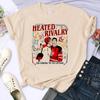 Lässige Gothic T-Shirts Oberteile Damen Grafik Vintage T-Shirt Heated Rivalry Print Rundhals Ärmel T-Shirt Kleidung Ästhetische Kleidung