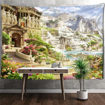 European Architecture Garden Landscape Tapestry Wall Hanging Tapiz Bohemian Natural Simple Home Decor