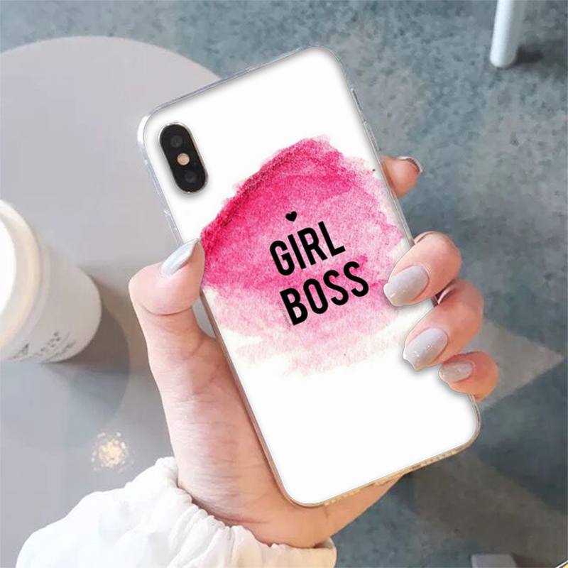 Girl Boss Pink Damen Macht Text Slogan Handyhülle für iphone 13 8 7 6 6S Plus X 5S SE 2020 XR 11 12 mini pro XS MAX