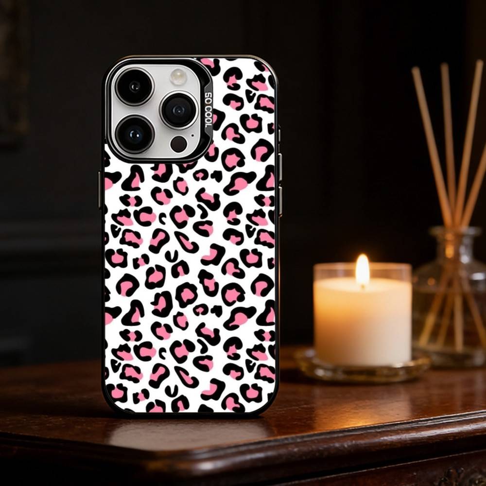 Leopard Print Tiger Skin Phone Case For iPhone 17,16,15,14,13,12,11,Pro Max,Plus Candy Silver Cover