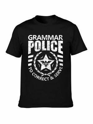 Brand Men Shirt Grammar Police T Shirt Correct and Serve English Teacher