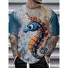 Moda Uomo T-shirt da Uomo Stampata 3D Girocollo Manica Corta Trendy Streetwear