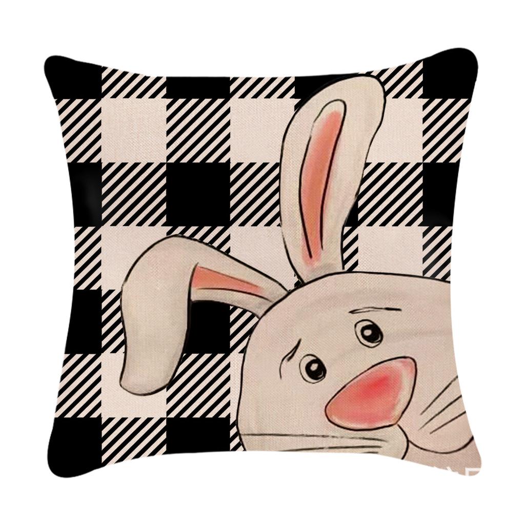 Easter Decorative Pillowcase With A Checked Bunny