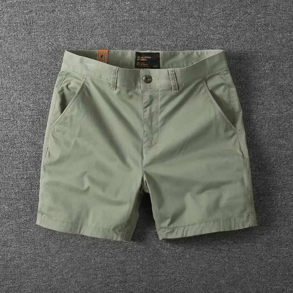 Men's Casual Cotton Shorts Summer Solid Color Slim Fit Loose Fit Thin Three-quarter Length Pants Workwear