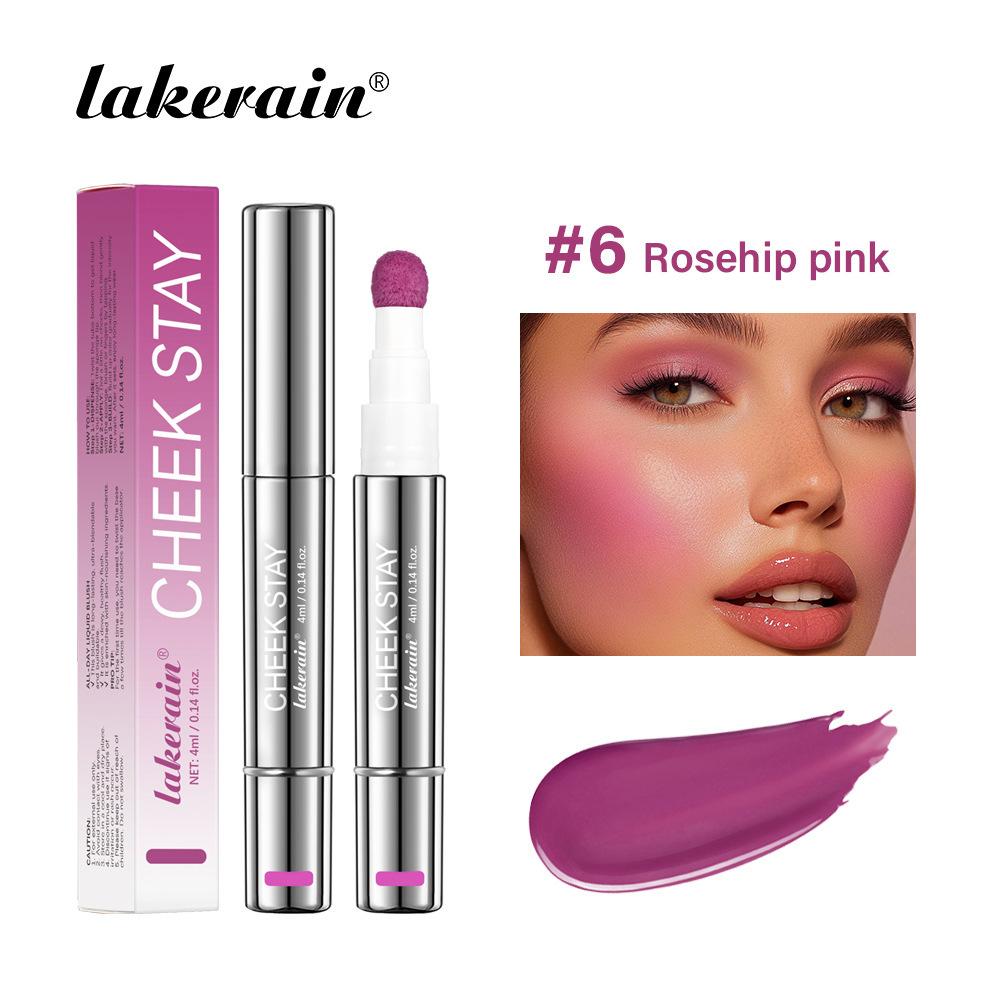 

румяна-карандаш lakerainLiquid, жидкие румяна в тонком тюбике, блеск, похожий на воду, естественная цветопередача, водостойкий, стойкий и не выцветающий макияж 06