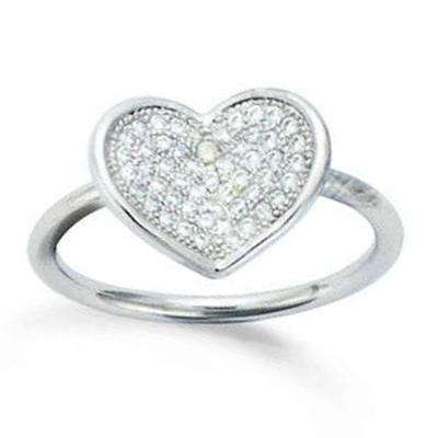 Silver Ring 'Love' Silvery White (rhodium) - 12x10 Mm