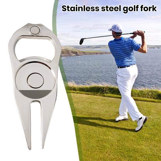 Zinc Alloy Golf Divot Repair Tool Bottle Opener Magnetic Ball Marker Holder Metal Green Fork Tool Golf Accessories Men Women Golfer Enthusiasts Gift