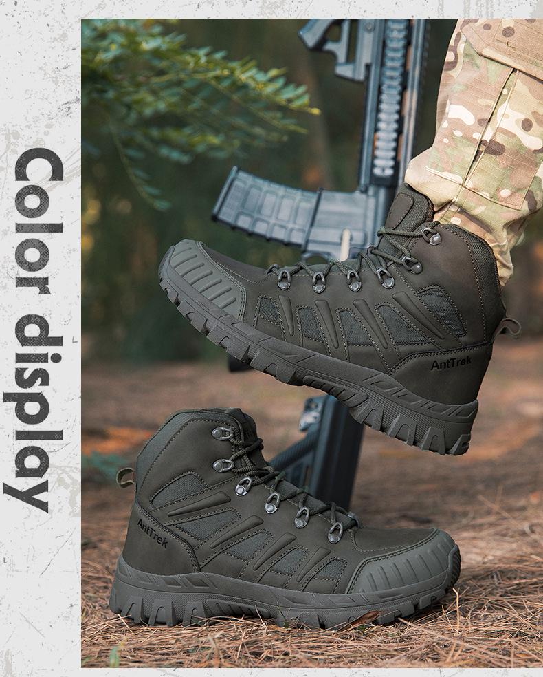 Men's High-Top Tactical Desert Boots for Camping and Hiking, Large Size 46.