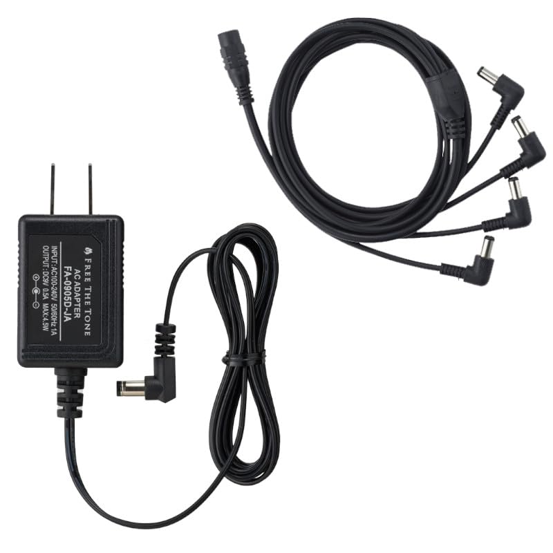Free The Tone FA-0905D-JA Adapter (DC9V500mA) + CP-FS4 4-Way DC Power Splitter Cable Set