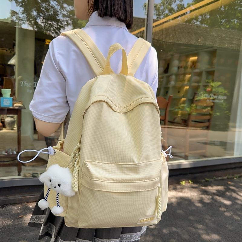 Little Fresh and Artistic Girl Backpack Junior High School Students High School Students Plaid Lightweight School Bag Large Capacity Backpack