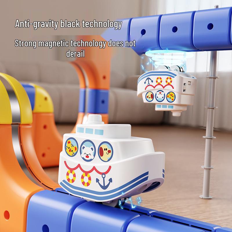 

Magnetic Shark Track & Train Toy - DIY Ocean-Themed Building Blocks for Kids