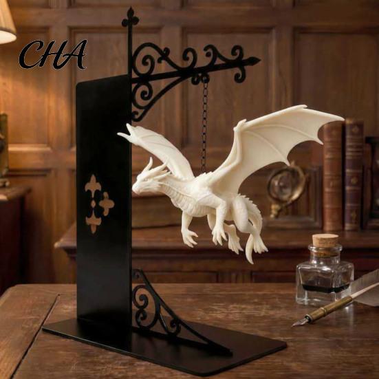 Dekorative Buchstützen für Schreibtisch Magische schwebende Drachen Bücherregal Lampe, Warmes LED Nachtlicht, Fantasy Dekor Bibliothek Leseecke Dekor, Einzigartig