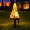 Outdoor Solar Christmas Decorations Garden Light, Santa Tree Resin Yard Stake Decor with Lawn Pathway Stakes Warm Glow, Waterproof Lamp for