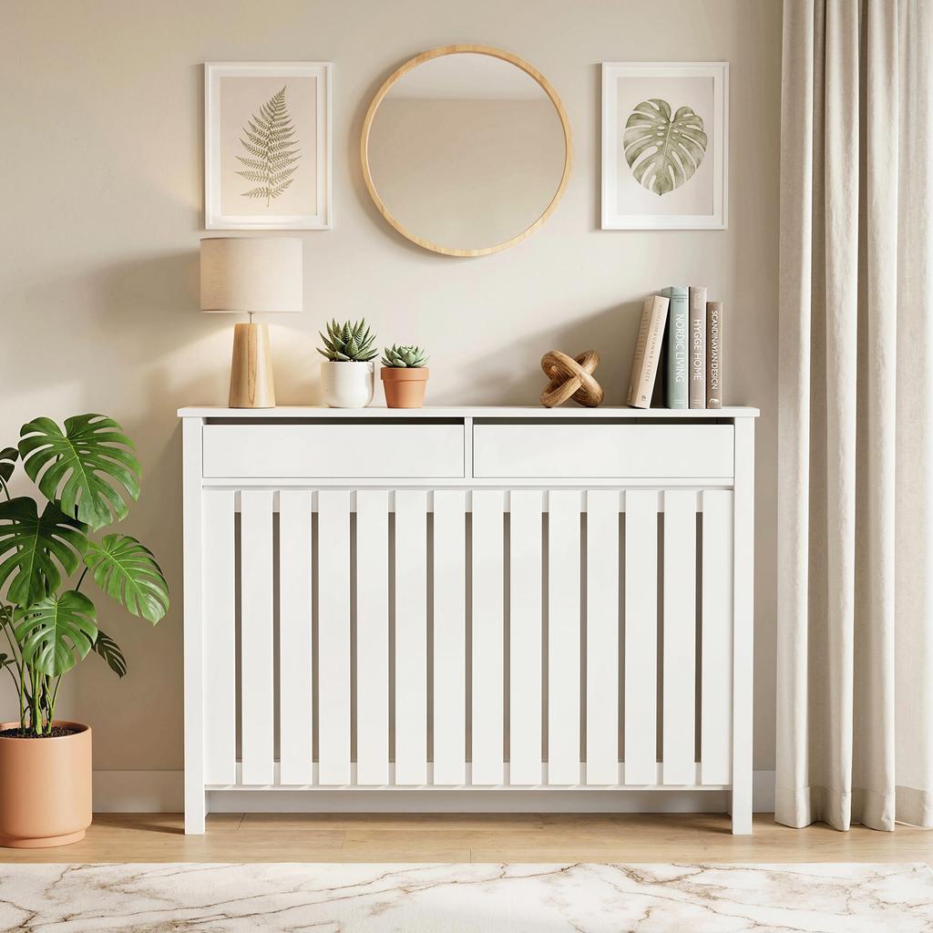 93 X 119cm Rustic Look Radiator Cover White