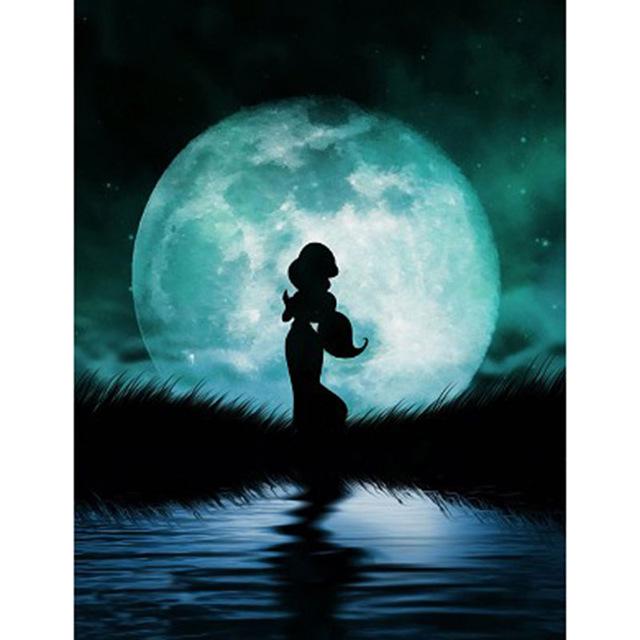 

Алмазная вышивка крестиком, узоры «Красочная луна и персонаж мультфильма», полная DIY 5D алмазная живопись 40*50 cm