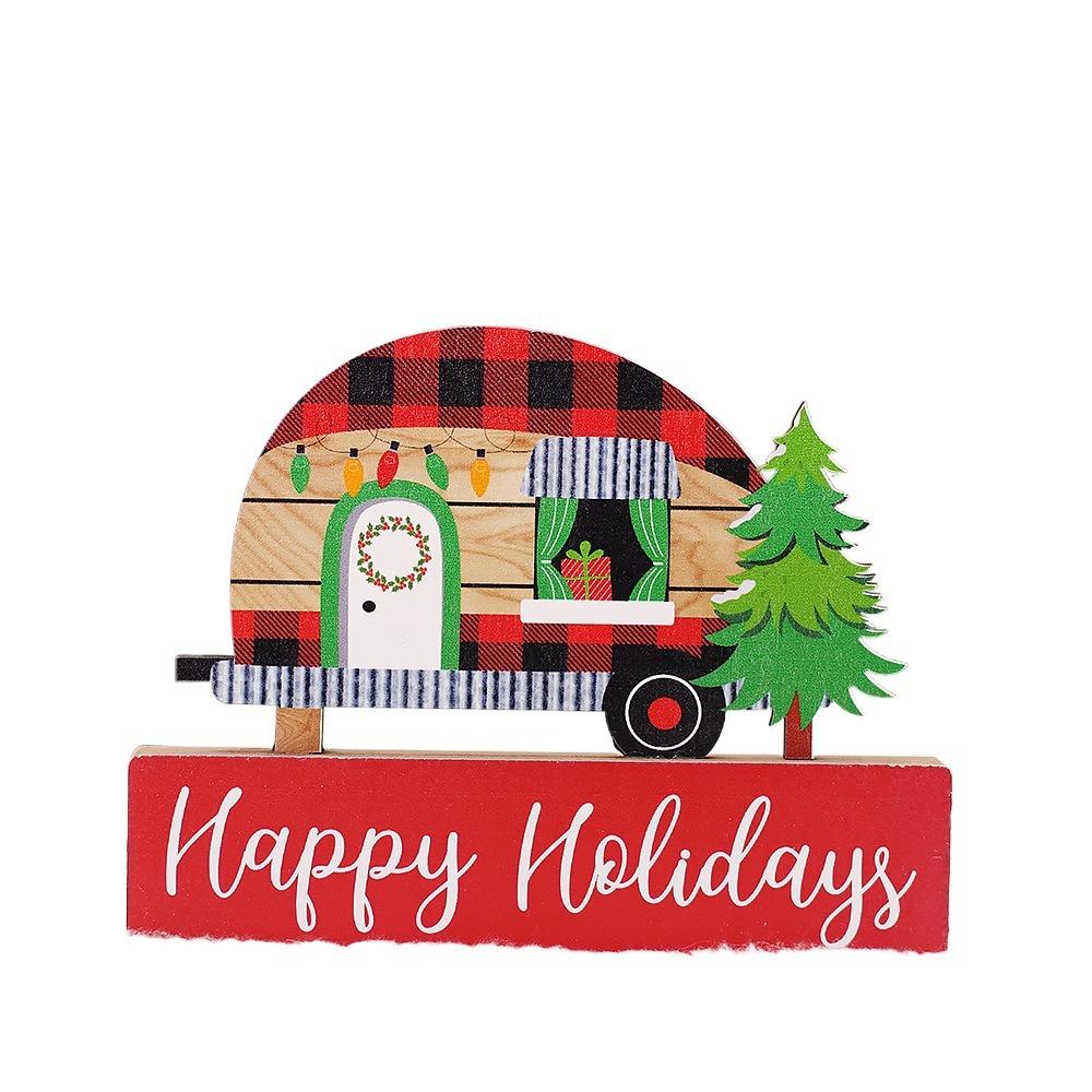 

2Pcs Cartoon Santa Wood Plaque Signs Wooden Table Centerpiece Christmas Desktop Ornaments Kids Style B