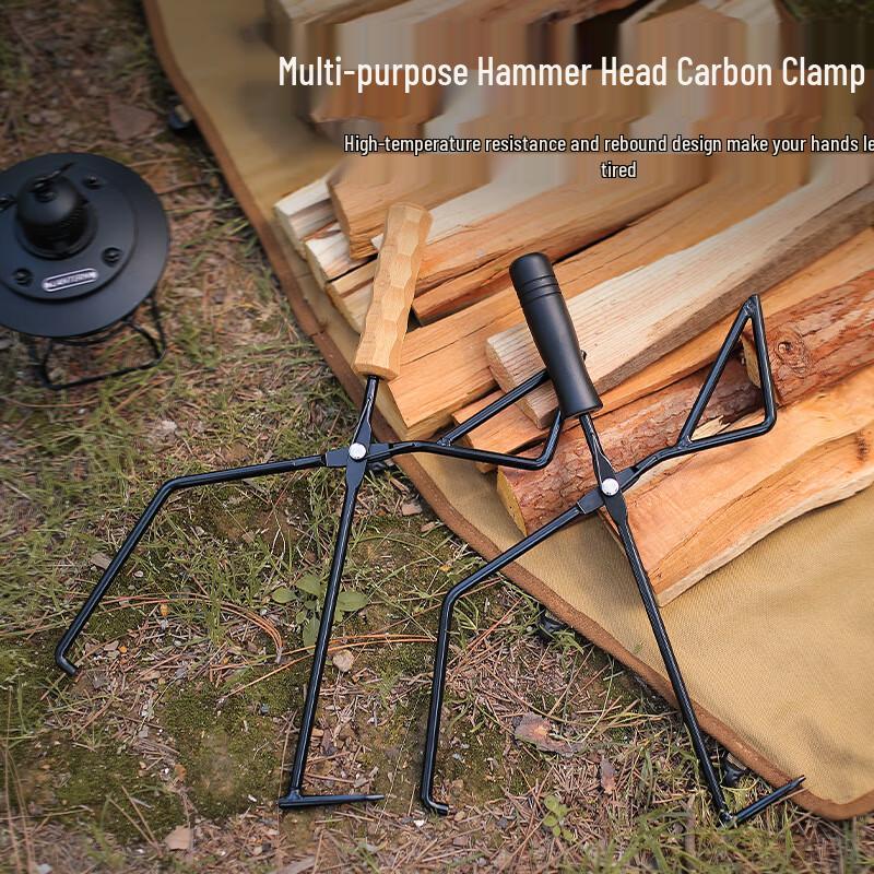 Outdoor BBQ Charcoal Tongs with Wooden Handle