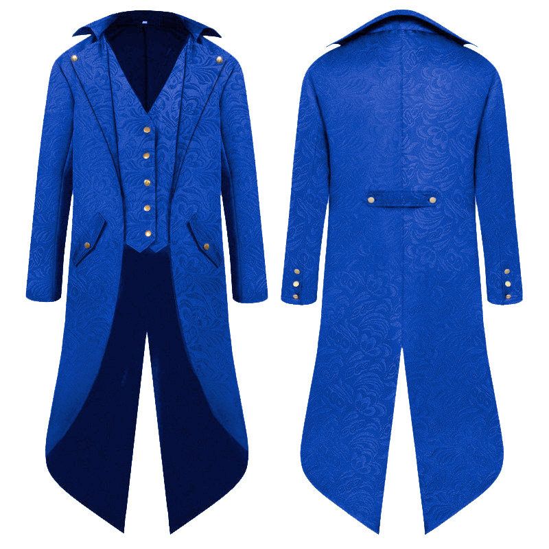 [Hot Sale] European and American Medieval Retro Coat Cosplay Costume Men's Mid-Length Punk Retro Tailcoat.