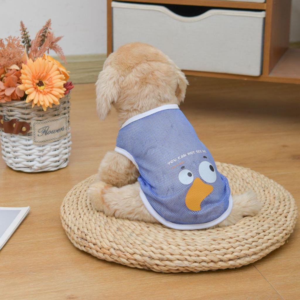 Dog Clothes Spring And Summer Cool Mesh Vest Cartoon Printed Vest