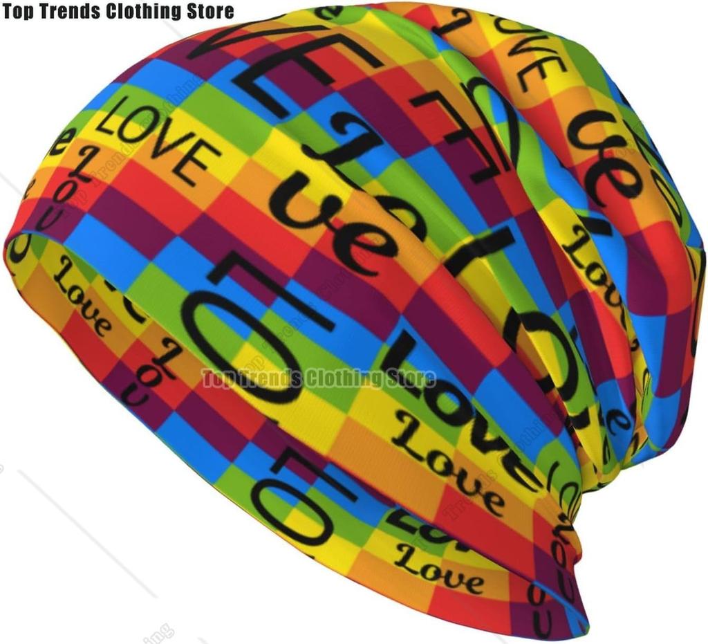 Rainbow Pride Hat Chemo Headwear for Women for Beanie Hat Skull Cap Cancer Headwear Accessories