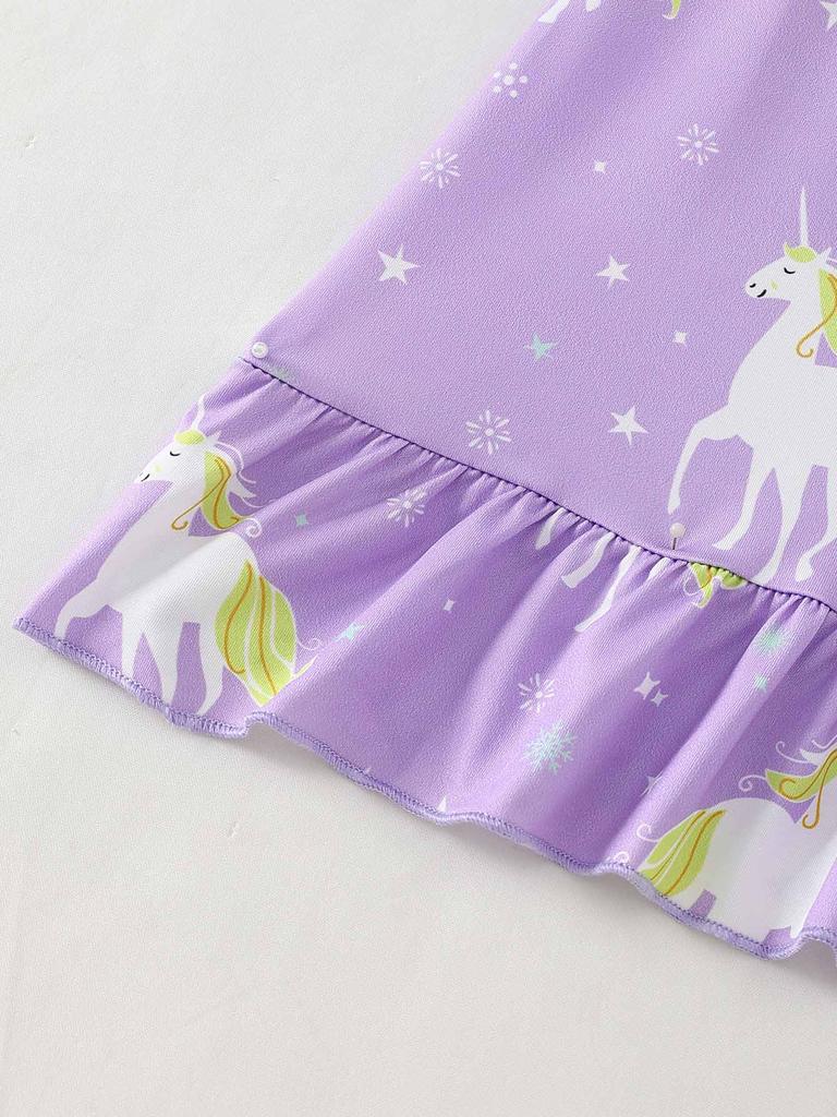 Sweet Girls Everyday Dress, Light Purple Summer Casual Short Sleeve Toddler to Kids 2-8 Years Comfortable and Soft